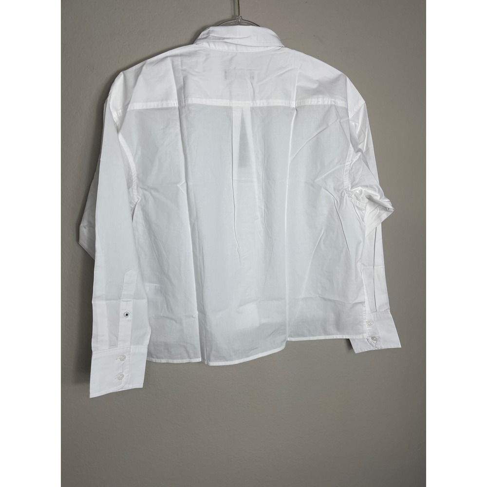 J.Crew Relaxed Fit Cropped Button Up Shirt White Women's Size 2 - Picture 8 of 9